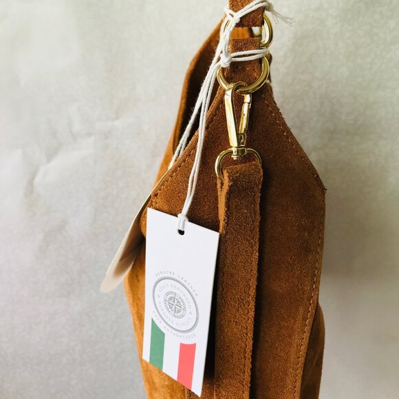 Viola Castellani  Double Compartment Suede  Turn Lock  Shoulder /Crossbody  Bag - Picture 5 of 12